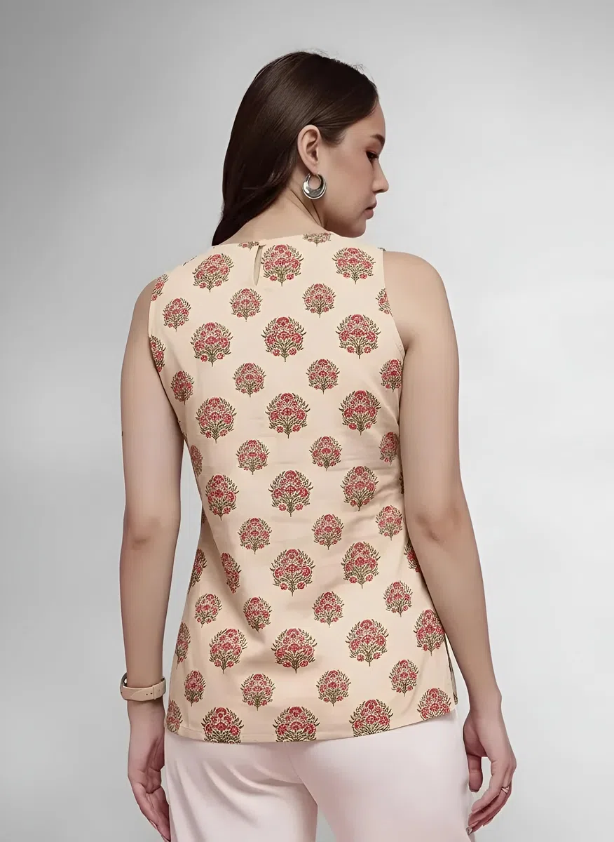 Pinkmint Camiseta sin mangas estampada para mujer y niña, tela de algodón puro batista, ajuste regular, suave, transpirable, ideal para uso casual, diario, oficina y verano (disponible en tallas