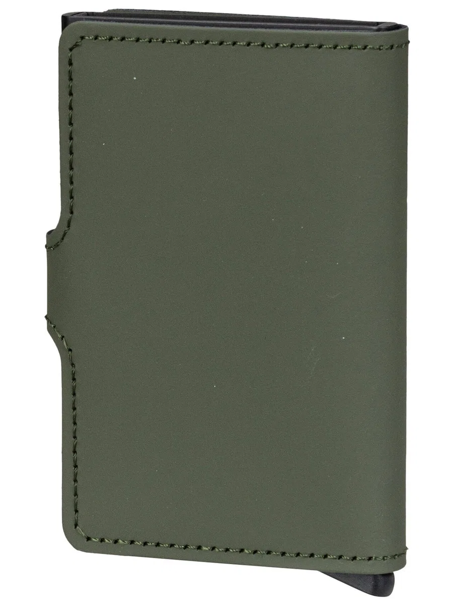 Secrid Mini Cartera de Piel Mate con Funda para Tarjetas RFID Segura (Verde Mate), Negro Verde Mate, Negro Mate
