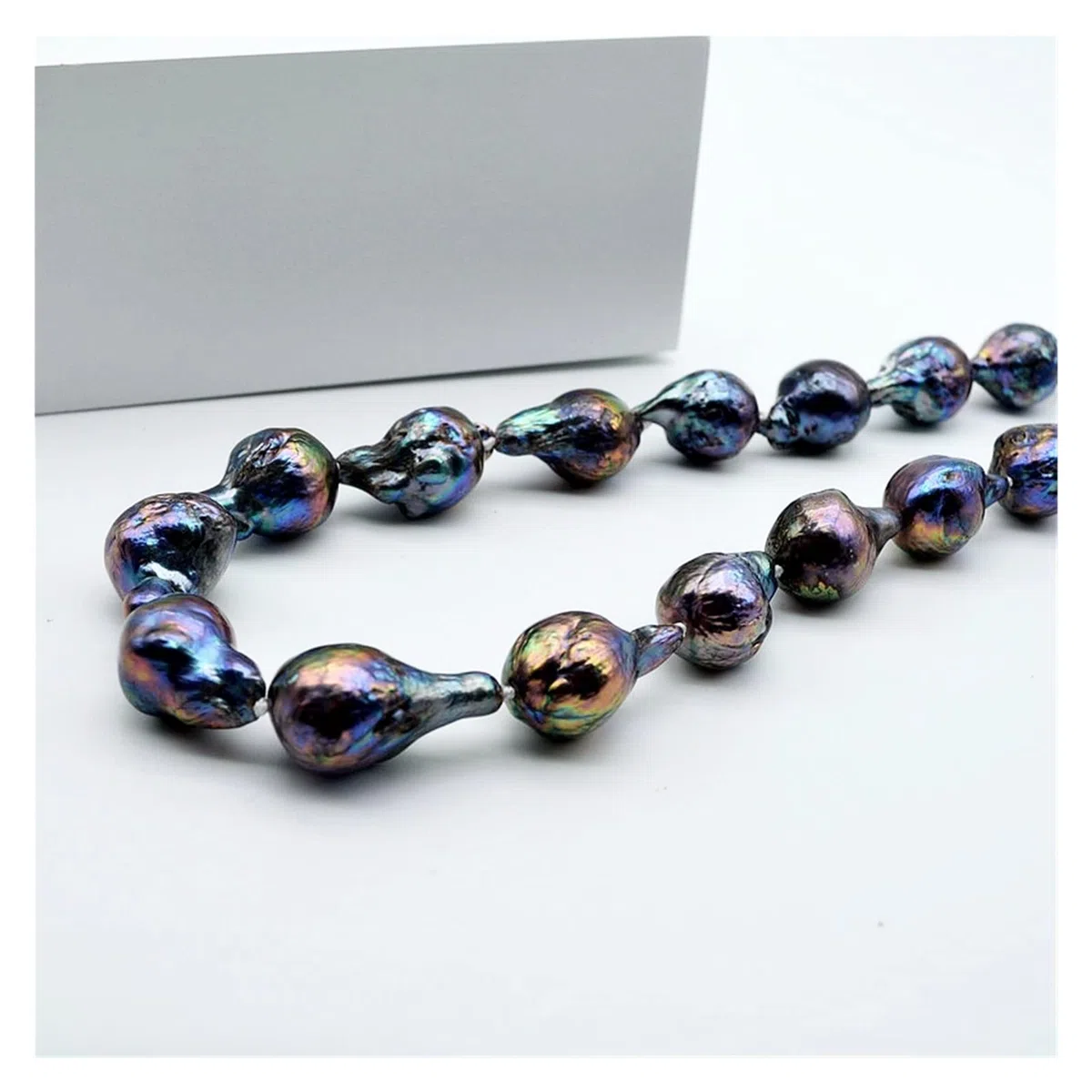 Collar de perlas barrocas de agua dulce AAAA, diámetro 14-15 mm, azul oscuro/verde malaquita/negro, collar corto, collar de perlas for mujer cumplir