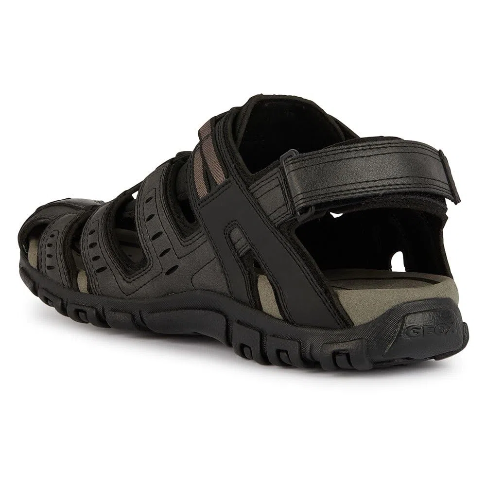 Geox Uomo Strada C Sandal, Sandalias Deportivas Hombre, Negro, 45 EU