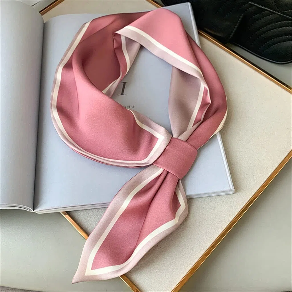 Bufanda de Mujer Bufanda Cuadrada Estampado de Corbata de Pelo Pañuelo de Seda Satinada Pañuelo de Cabeza para Mujer Bufanda de Seda de Tira Larga pequeña (C 15 * 70CM)