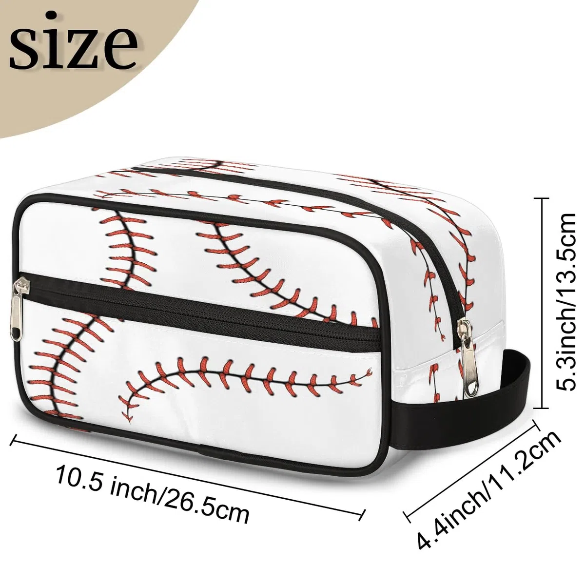 Neceser de viaje para niños, impermeable, para colgar, bolsa de lavado con gran capacidad para viajes, deportes, ducha, blanco (White Baseball), Béisbol blanco