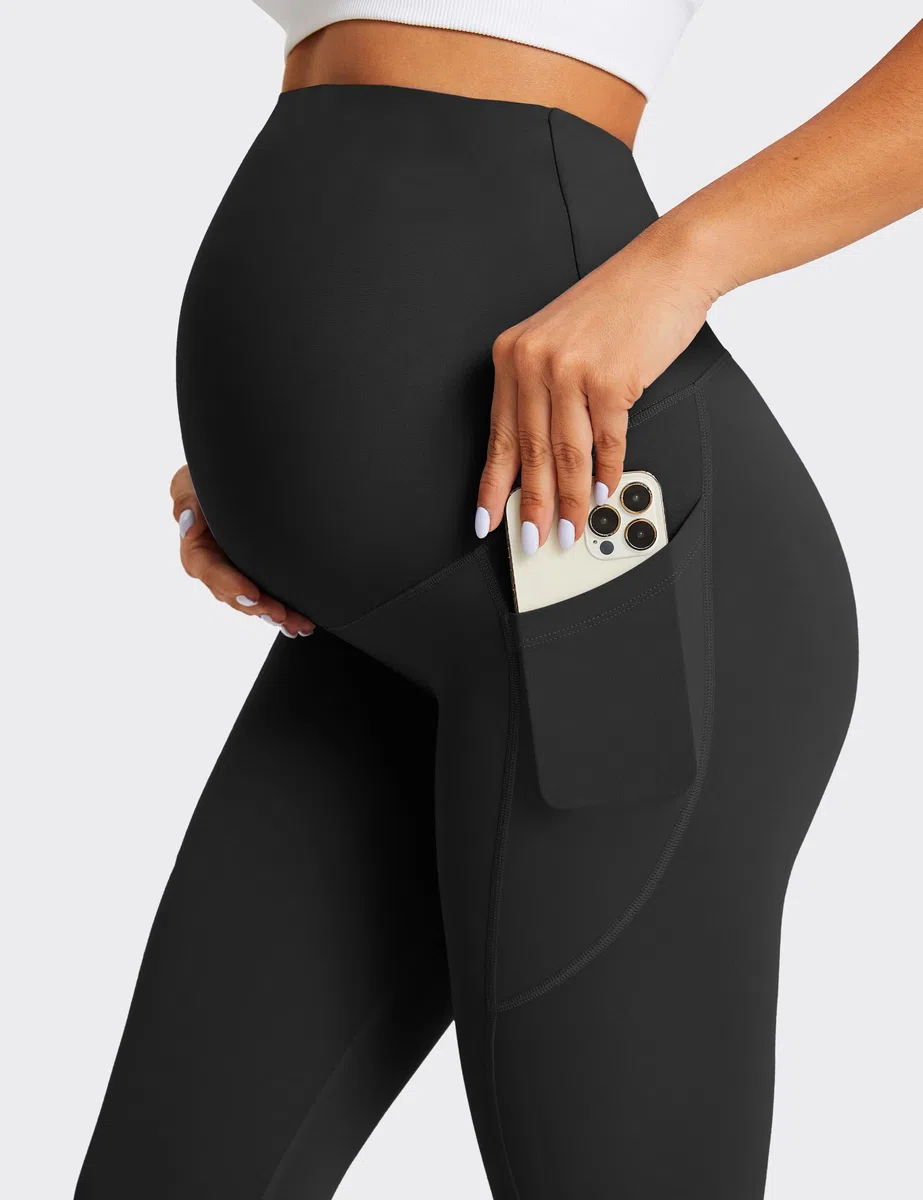 BONVIGOR Nudi - Leggings de maternidad sobre el vientre, leggings para embarazo, con bolsillos, para entrenamiento, actividad, pantalones de yoga