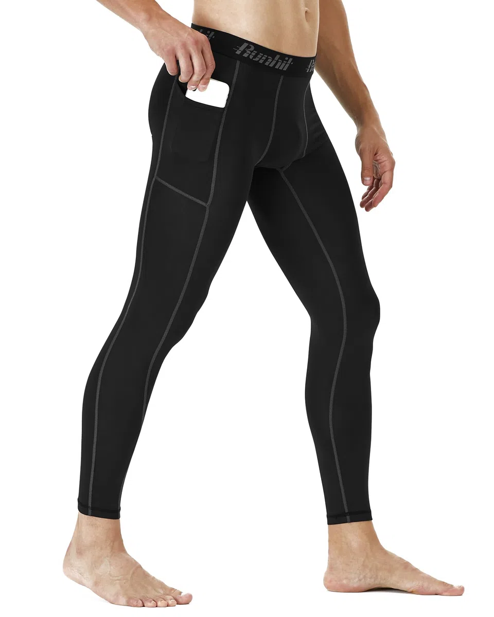 Runhit Mens Leggings - Pantalones de compresión Hombre