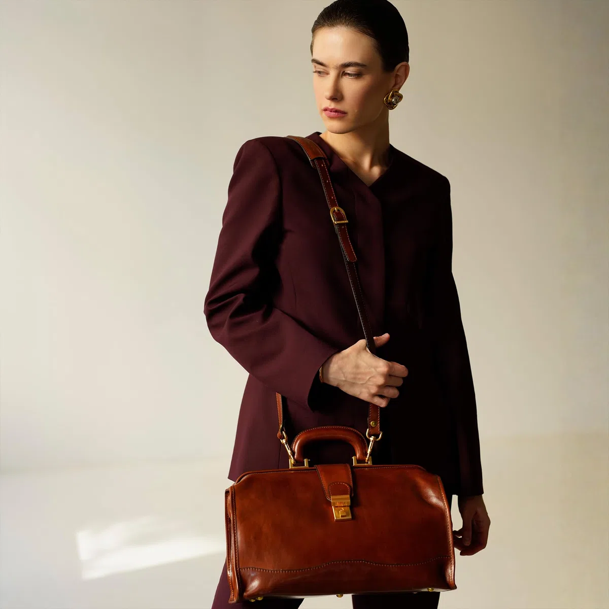 Time Resistance Bolso de Médico de Piel - Bolso de Mano de Piel Estilo Vintage - Maletín de Piel para Hombre y Mujer