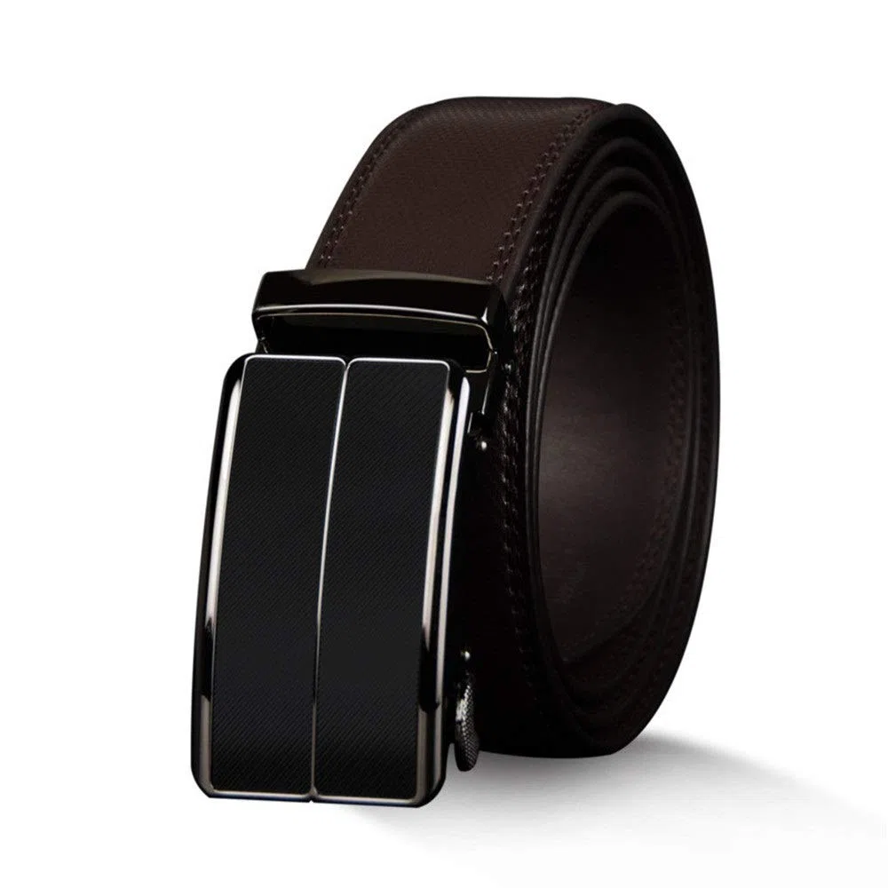 Cinturones de cuero para hombres Cinturón de cuero para hombres Hebilla automática flexible y duradera Cinturón deslizante de lujo Vestido con trinquete Cinturones elegantes Regalo para traj