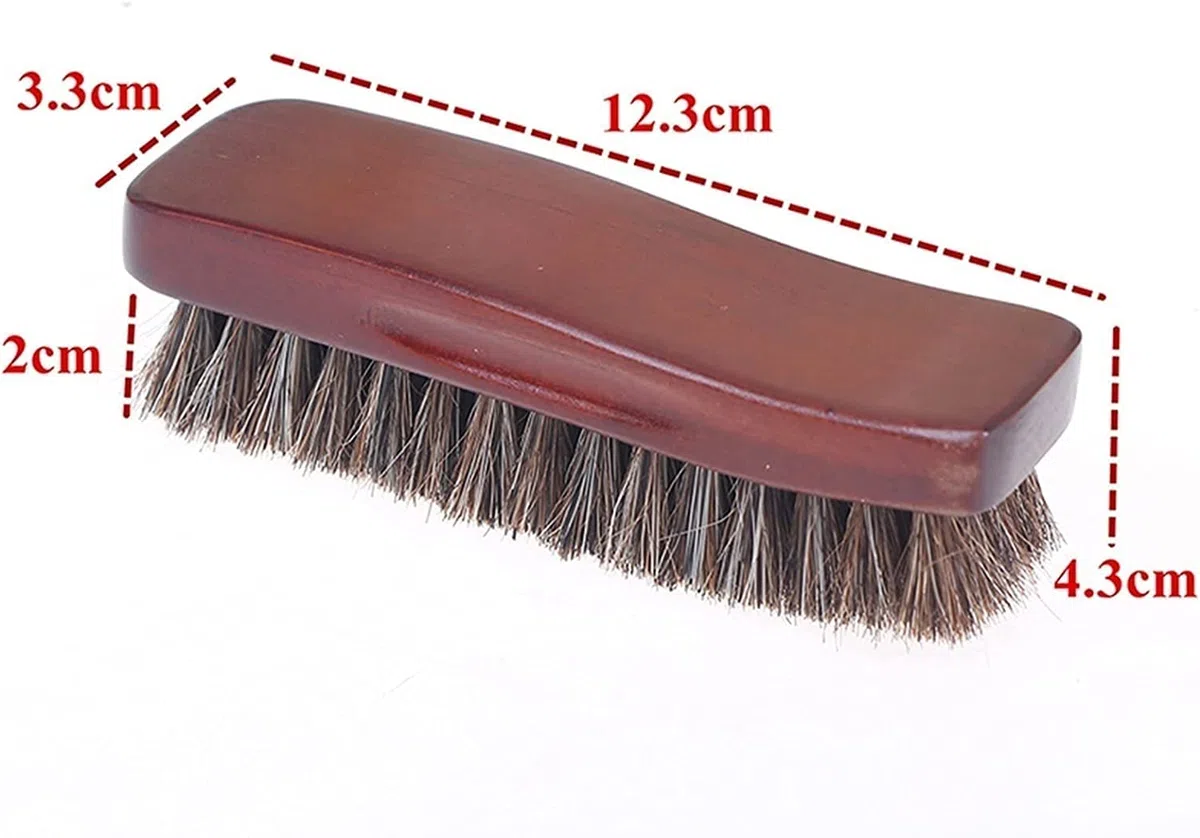 Cepillo for Zapatos, cerdas de Madera Natural, Pelo de Caballo, Cepillo for pulir Botas, Cepillo for Polvo for Botas de Fieltro(17x2cm)
