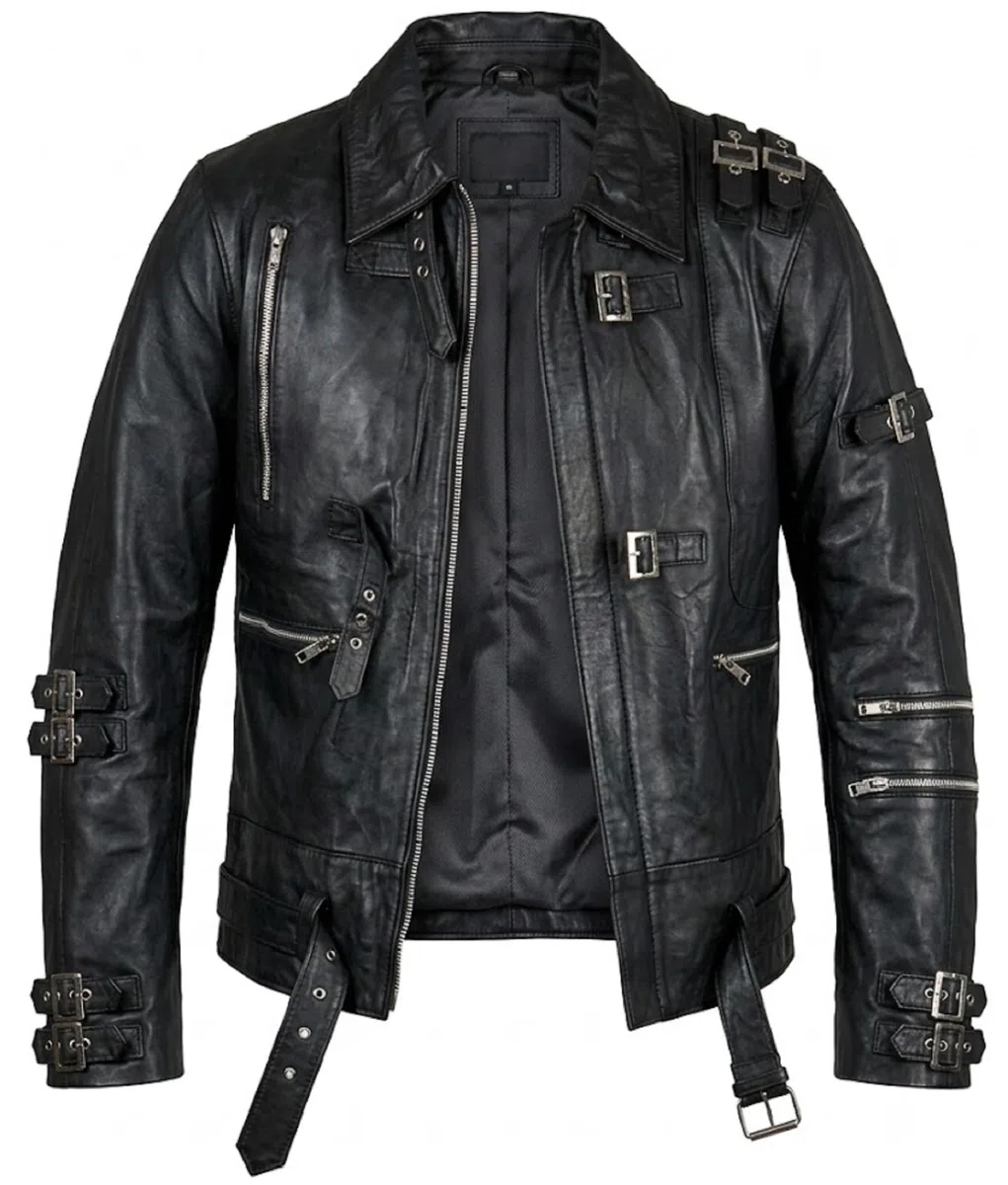 Bad - Chaqueta de cuero negra para hombre, inspirada en el álbum, para motociclista, disfraz de Halloween, estilo punk POP Star