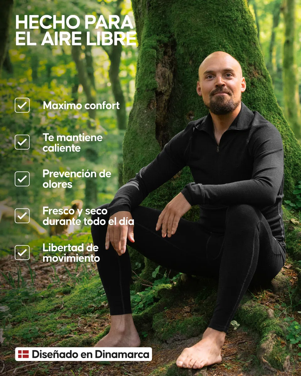 DANISH ENDURANCE Capa Base Media Cremallera Merino Hombre, Conjunto Térmico