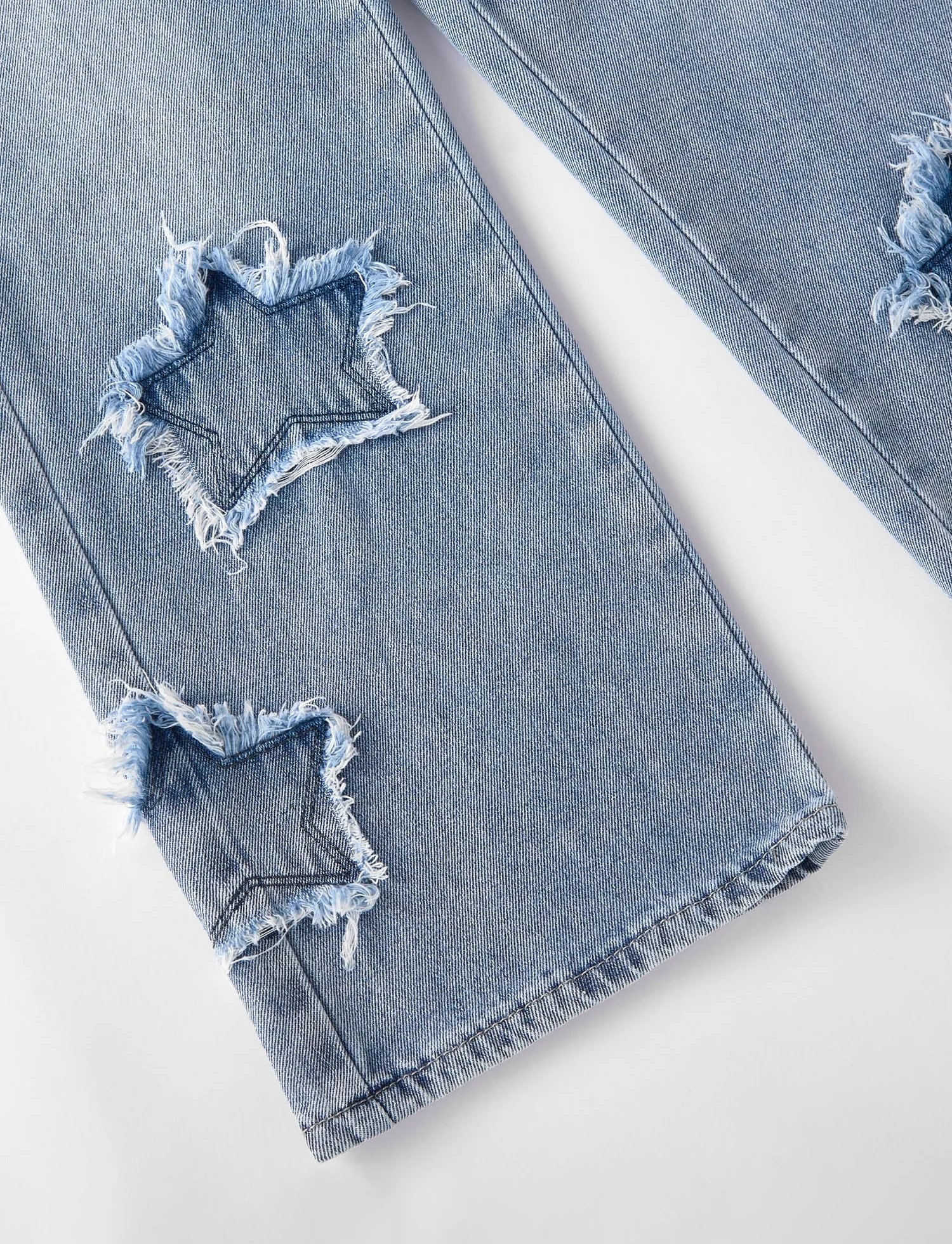 Maeau Pantalones vaqueros estrellados de pierna ancha para niñas, pantalones de mezclilla rectos, corte holgado, pantalones casuales con cintura elástica y bolsillos, 7-14 años, altura 130-160 cm
