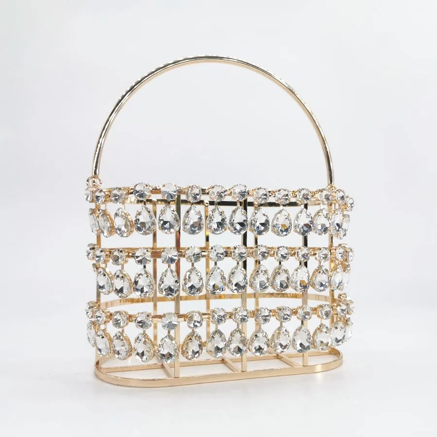 Bolso de Mano de Noche con Diamantes de imitación de Cristal Grande, Bolsos de diseñador de Lujo para Mujer, Bolso Dolly de Fiesta Nupcial de Terciopelo de Metal para Mujer, Bolso