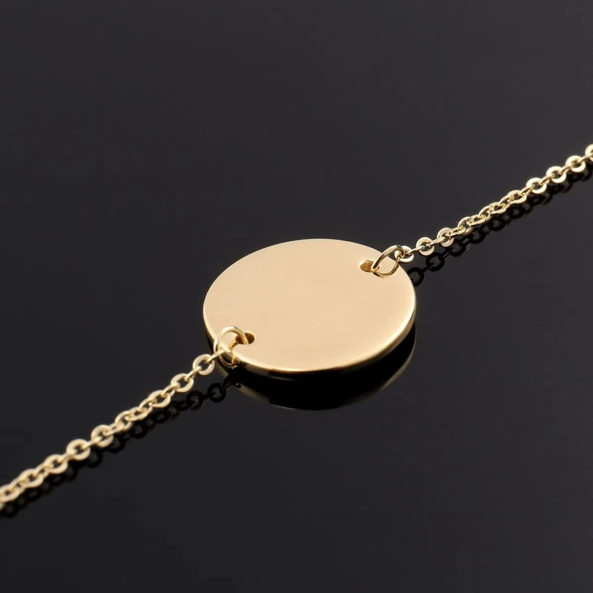 Pulsera de moda para mujer, de oro amarillo con lentejuelas pulidas, para promesa de boda