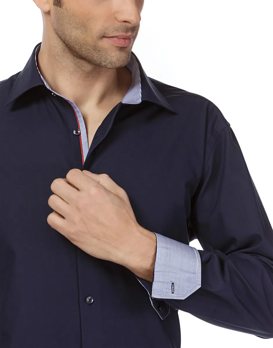Vincenzo Boretti Camisa de Hombre, Corte Ajuste Recto (Regular-fit), 100% algodón, Manga-Larga, Cuello Kent, Lisa - no Necesita Plancha