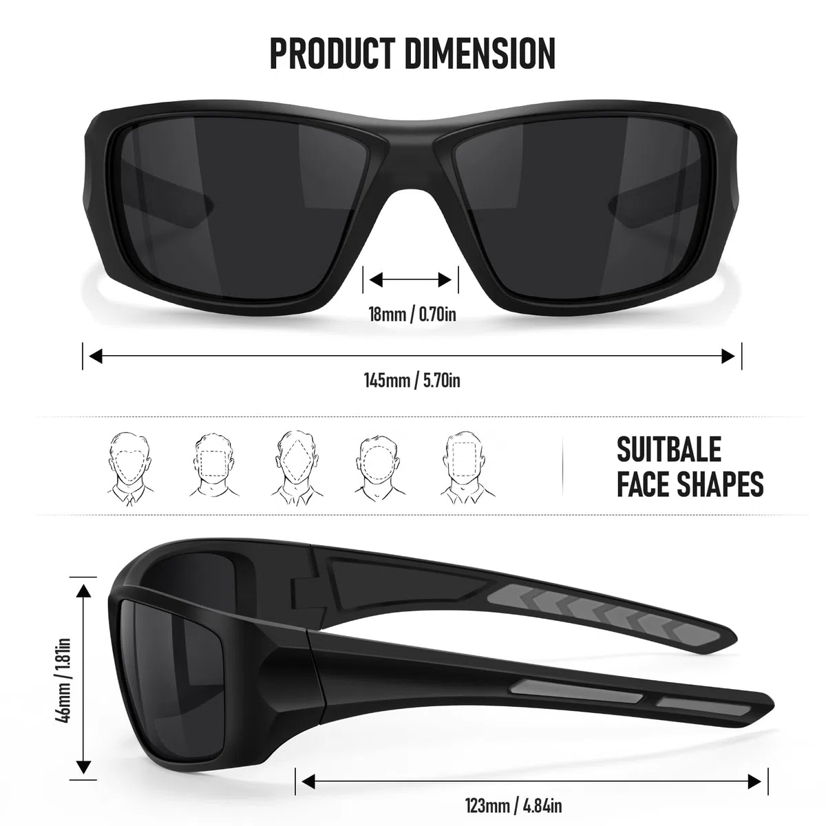 Gafas de sol polarizadas deportivas para hombre, UV400, envolventes, para pesca, conducción, correr, ciclismo, golf
