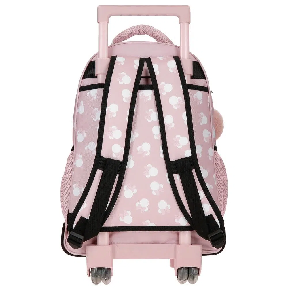 Disney Minnie Heads Mochila infantil, mochila escolar, fabricada en Poliéster, bolsillos laterales, tirantes anchos ajustables, Asa superior para colgarla, sistema magic Fix.