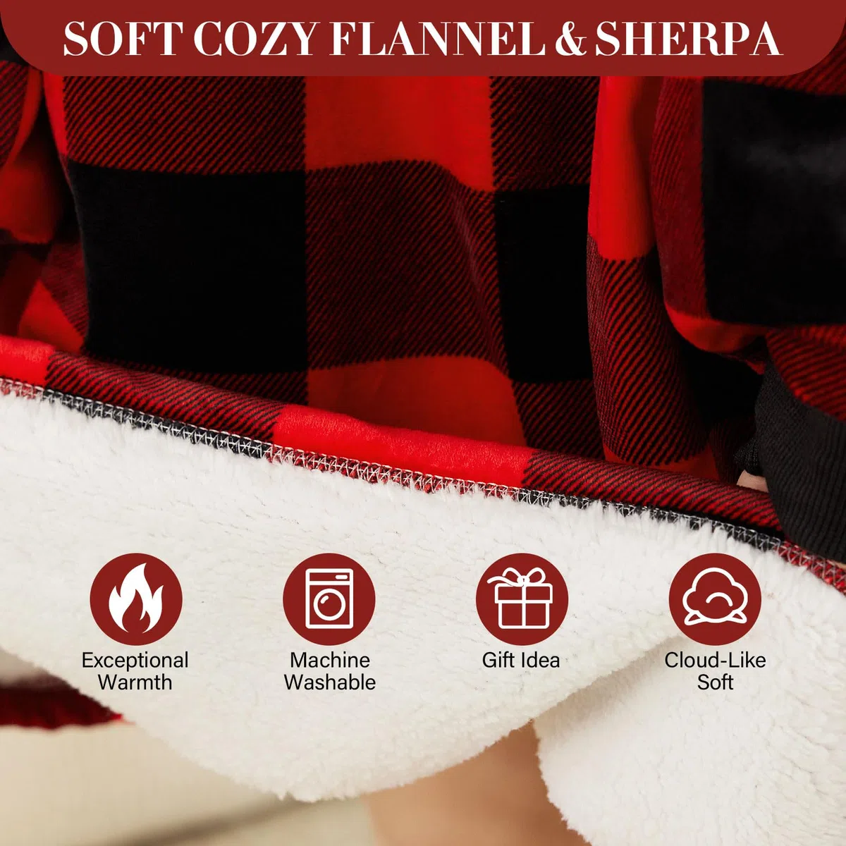 LetsFunny Sudadera con capucha de gran tamaño, súper suave, cálida, cómoda, con bolsillo gigante, para adultos, hombres, mujeres, adolescentes, niños, talla única (cuadros rojos, adultos)