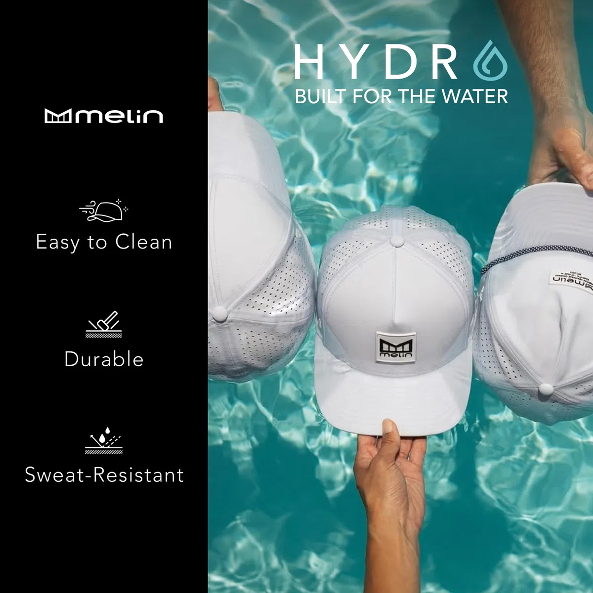 melin A-Game Hydro - Gorras de béisbol de rendimiento para hombre, resistentes al agua, ajustadas, para hombres y mujeres, para golf, correr o entrenar, talla S, Caqui, Small