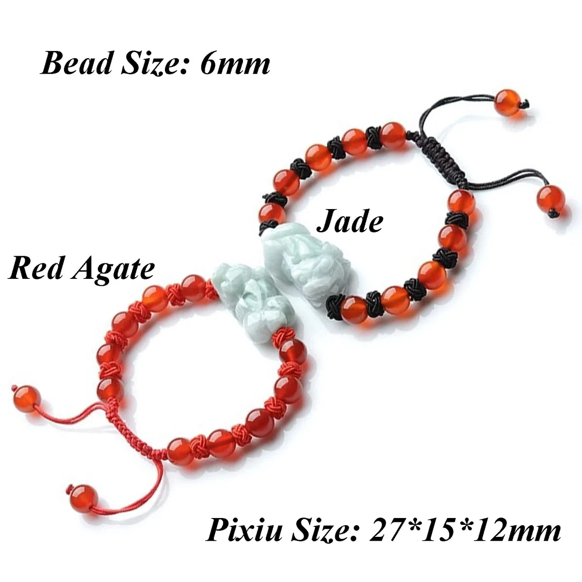 ZXQUEGF Pulsera Feng Shui, Pulsera Feng Shui, Pulsera de Jade para Mujeres y Hombres, Pulsera de la Suerte, Pulsera China de Piedras Preciosas de Jade, Pulsera de Hilo Rojo, Amuleto, Rojo, ágata roja