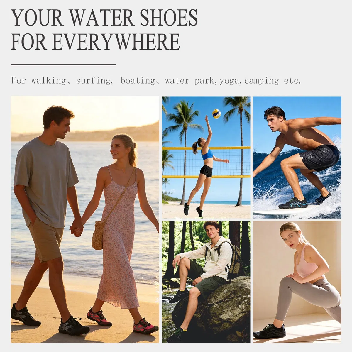 LIZRHA Zapatos de agua para hombre, zapatos de agua para mujer, zapatos de playa para hombres y mujeres, zapatos de natación acuáticos de secado rápido, zapatos acuáticos para piscina, playa, barco,