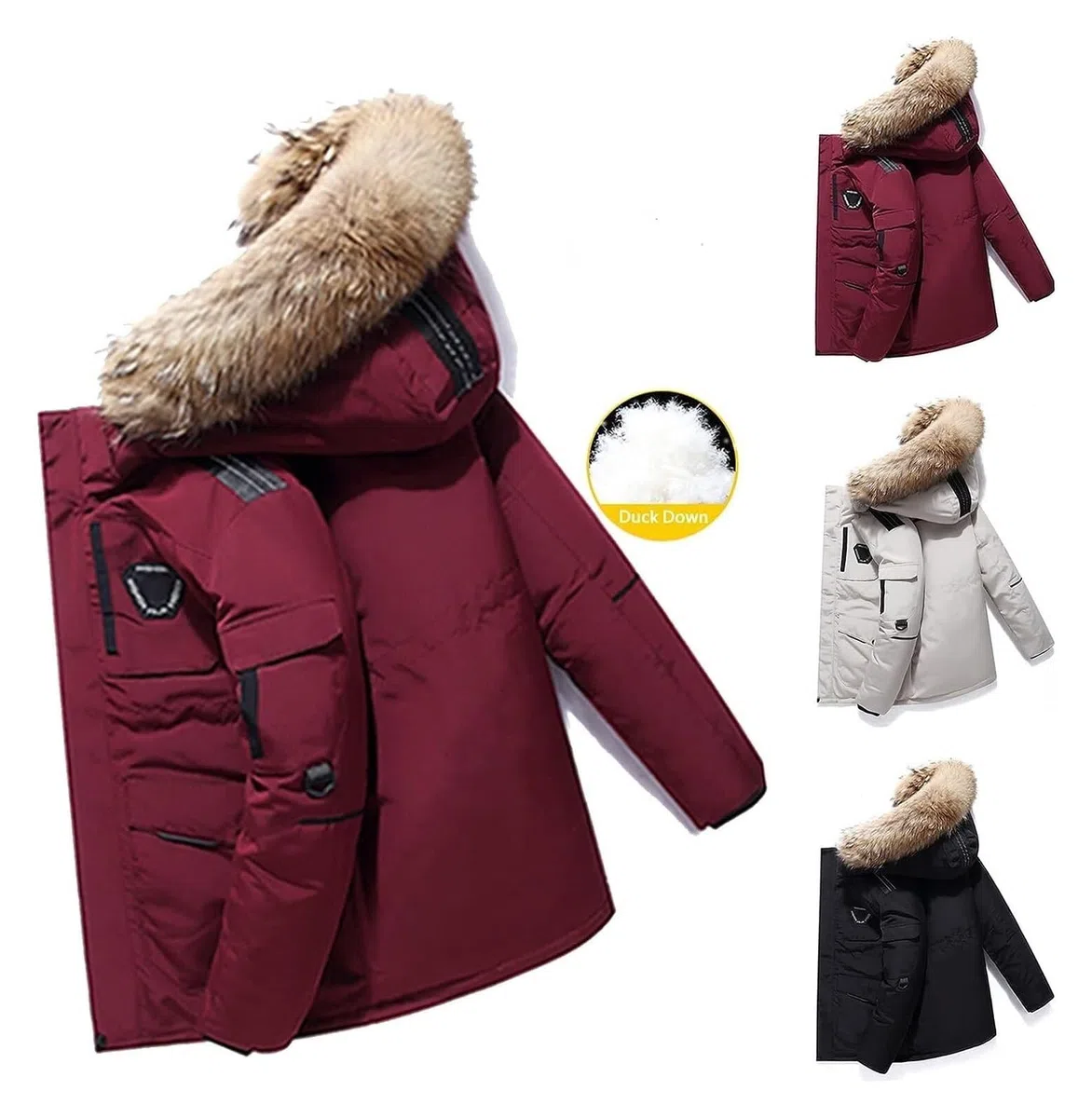 SIYAN Chaqueta Acolchada Ligera con Capucha For Hombre, Abrigo De Invierno Aislado, Chaquetas De Esquí For Nieve con Capucha Desmontable(Rouge,M)