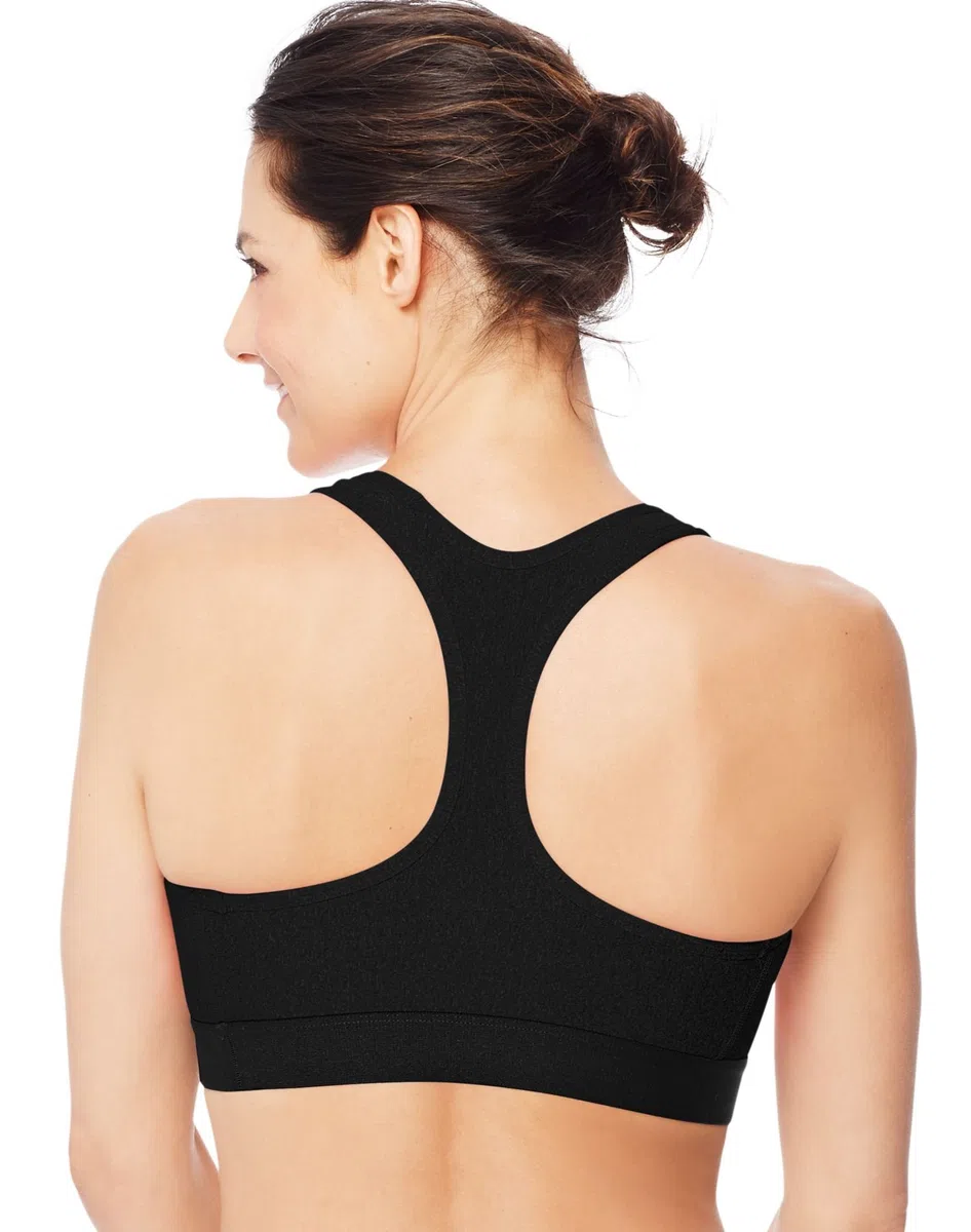 Hanes Wireless Racerback Moisture-Wicking Stretch Sports Bra with Compression Support, 1 Or 2 Pack Sujetador Deportivo Mujer (Pack de 1)