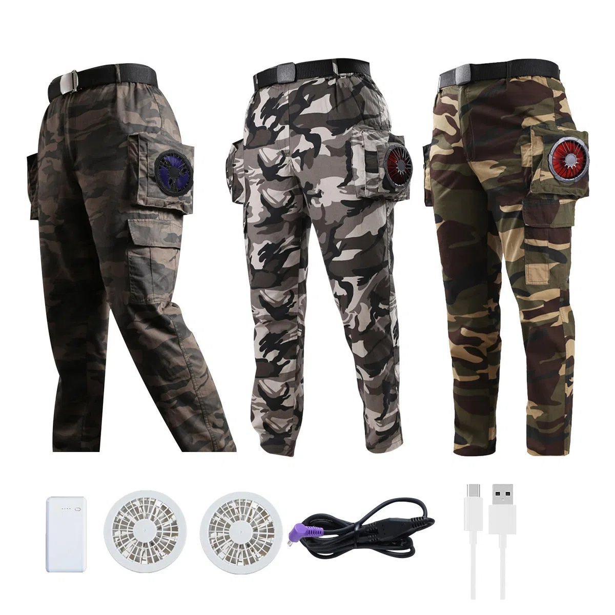 Pantalones de ventilador, pantalones con aire acondicionado para hombres, adolescentes, ropa de trabajo refrescante para exteriores, ciclismo, jardinería, viajes, pantalones de ventilador