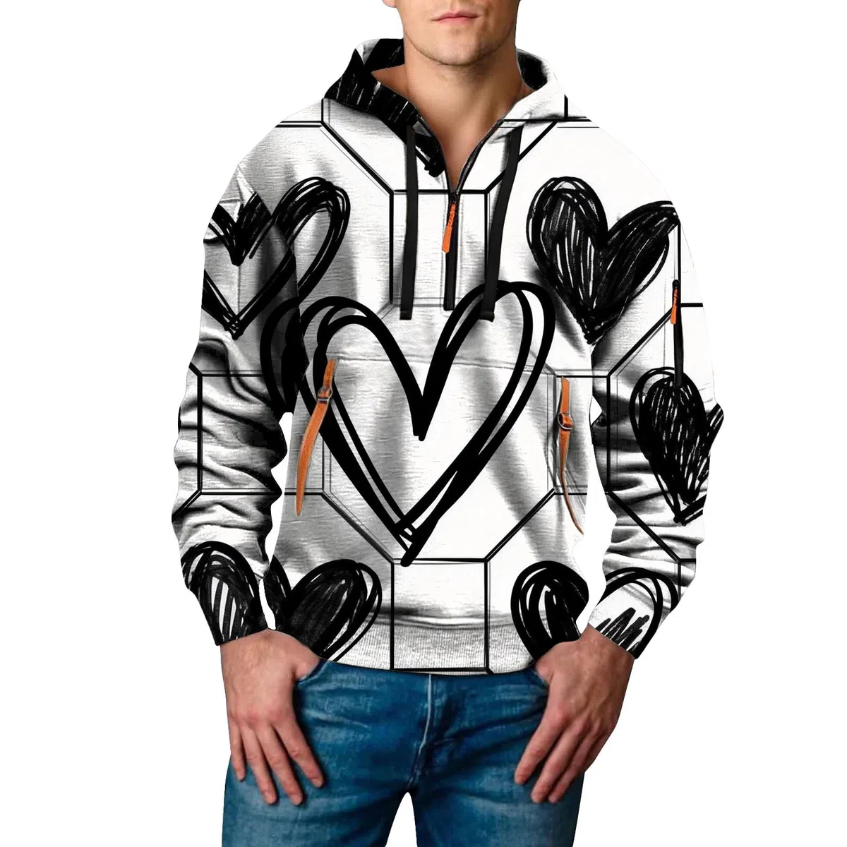 Sudaderas De Hombre Sudadera con Capucha para Mujer, Estampado Divertido Y Moderno, Manga Larga, Estilo Urbano Largas (Beige, S) Ropa Verano Casual Cortavientos Playa Deporte Oversize