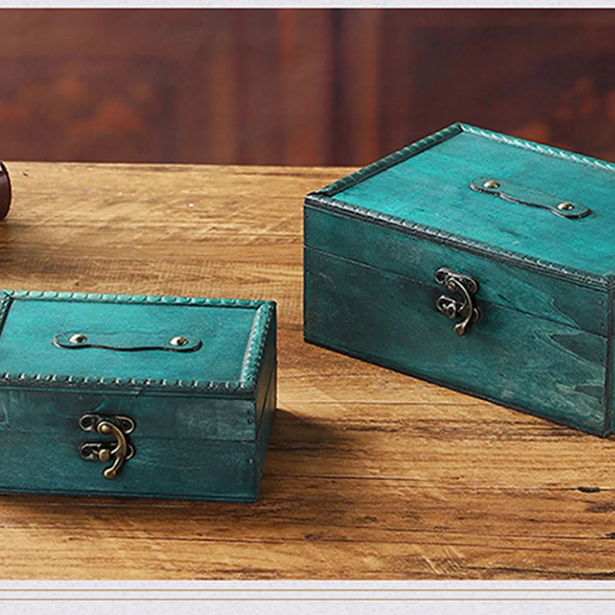 Caja de Almacenamiento de Joyas de Madera Antigua con Cerradura para decoración de la Oficina en hogar Soporte de Recuerdos en Cofre de Madera con Mecanismo de Cerradura Caja de Almacenamiento