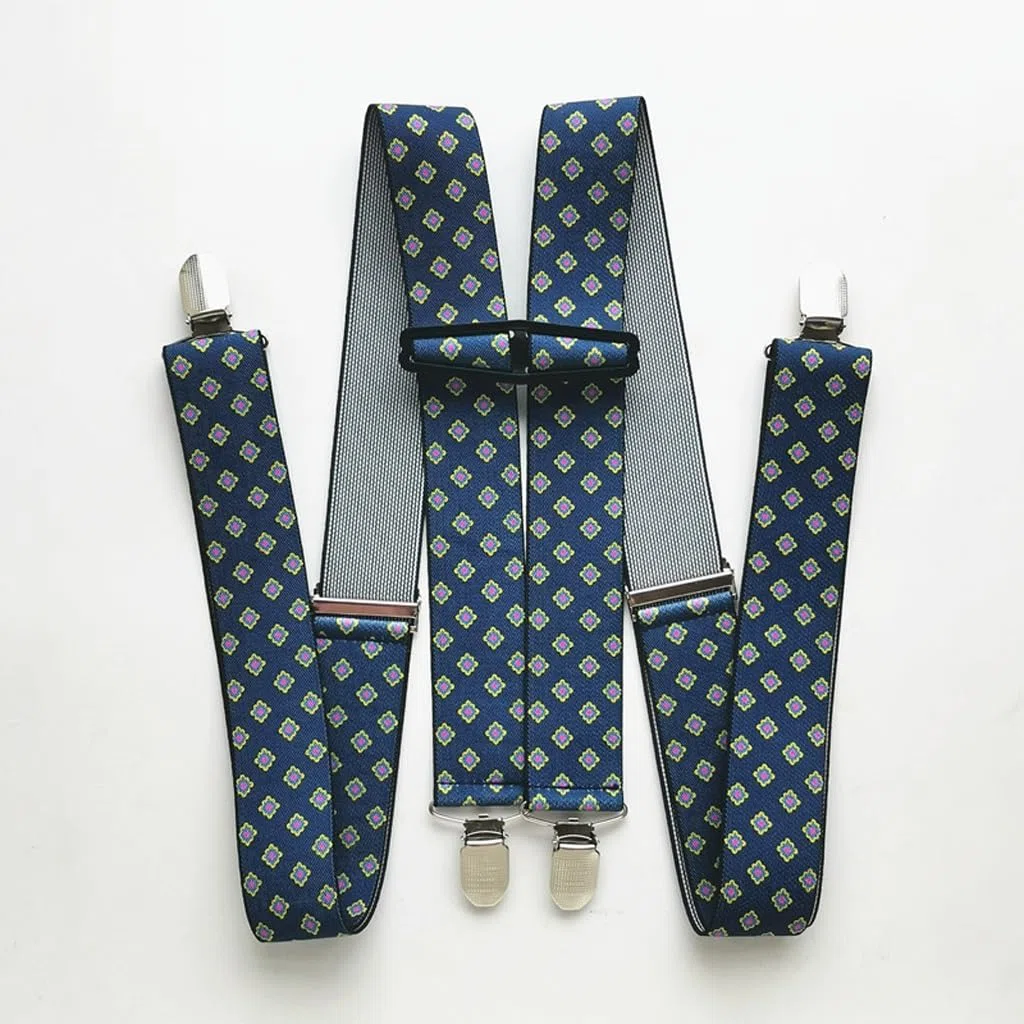 Tirantes Unisex Estampados for Hombre, Tirantes elásticos Ajustables, Suspensorios for Adolescentes y Adultos, 4 Clips(2XL)