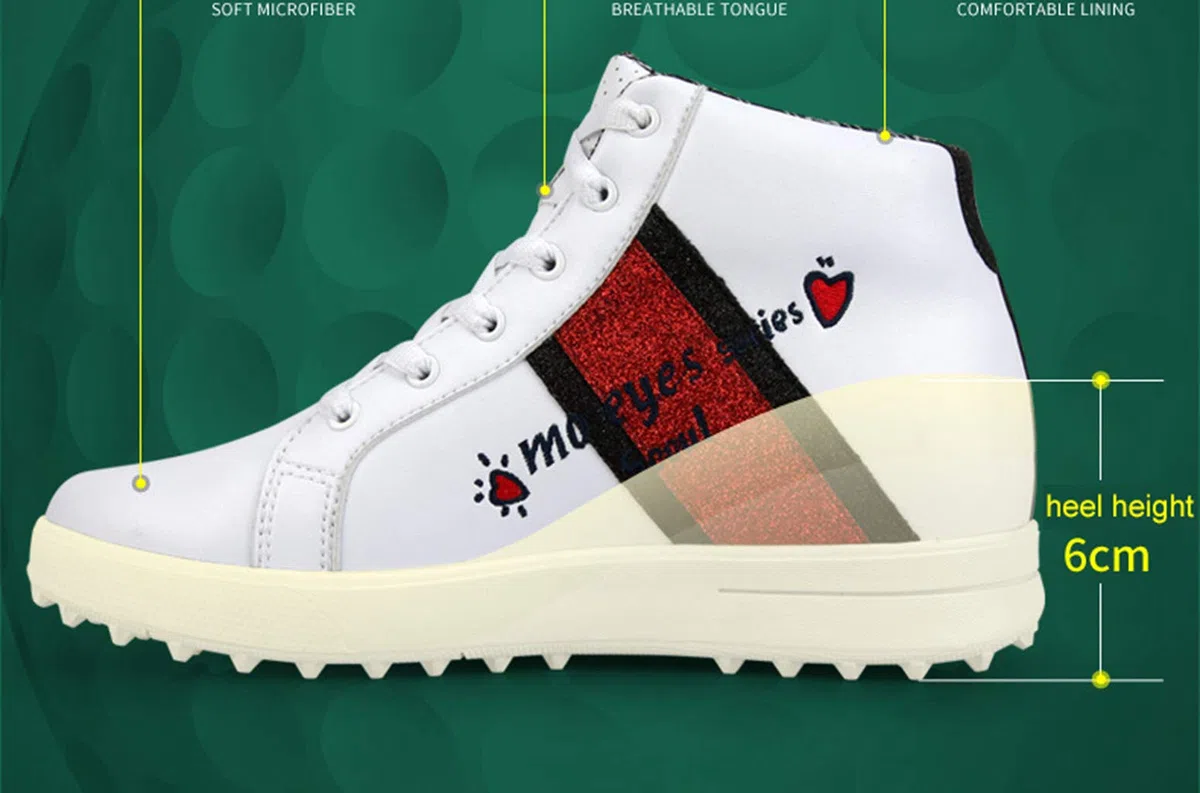 Zapatos de Golf de Tacón Alto para Mujeres y Niñas, Zapatos de Golf Impermeables sin Pinchos Brillo para Las Niñas
