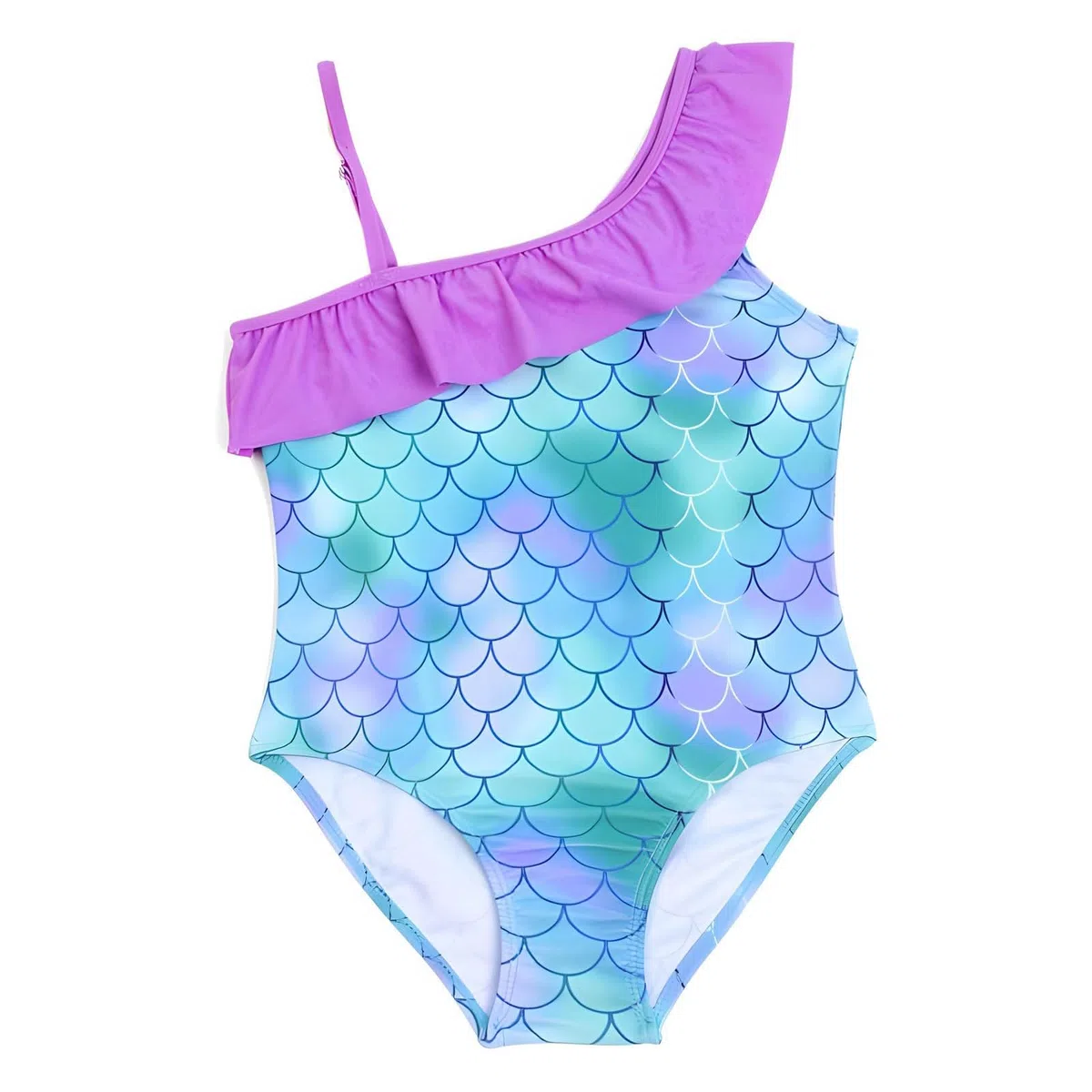 Traje de baño de niña adolescente traje de baño de una pieza traje de baño para niños verano Hawaian un hombro volantes traje de baño para