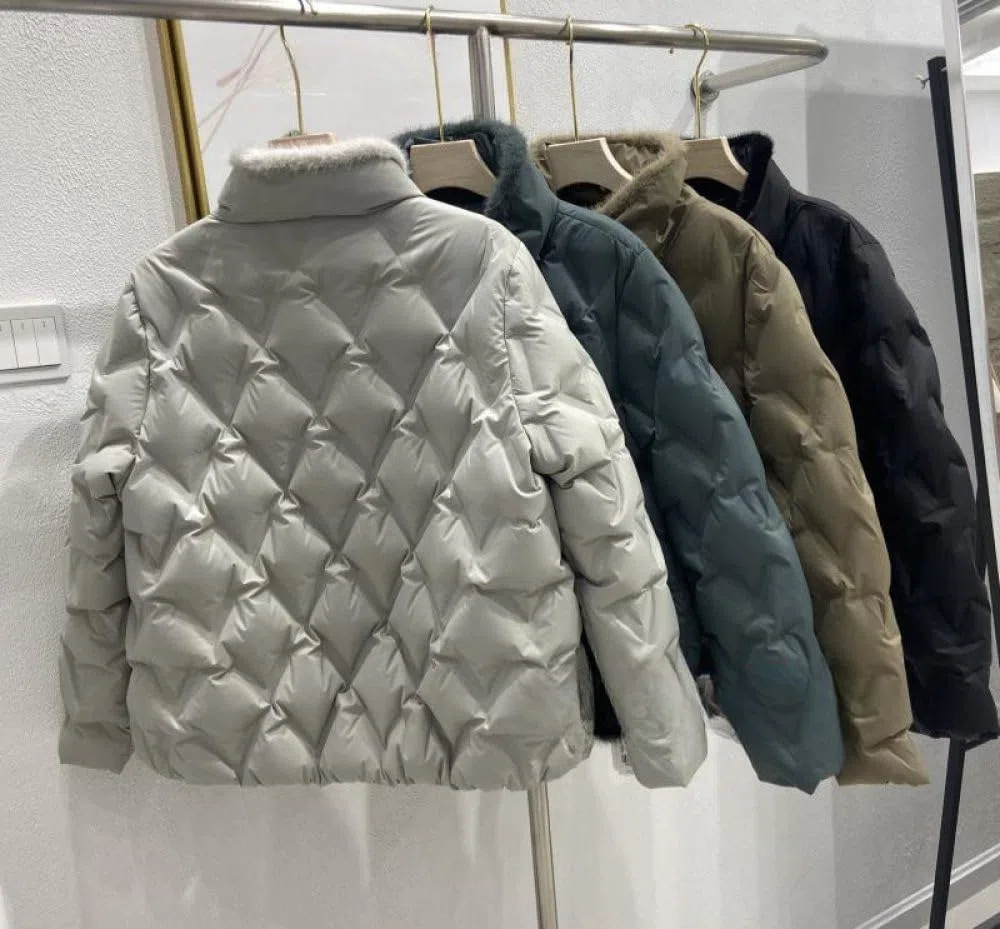BROLEO Chaqueta Acolchada para Mujer,Chaqueta De Plumón con Cuello Alto De Piel Sintética Corta,Ligera Y Cálida,Ropa De Abrigo con Bolsillo,Chaqueta Aislante,Trabajo Al Aire Libre,Regalos para Damas