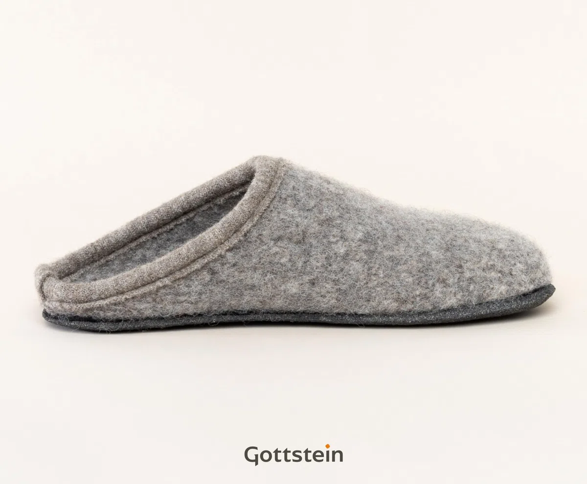 Gottstein Zapatillas de estar por casa de fieltro Alpine Light Natur – Zapatillas para hombre y mujer de pura lana virgen con suela de látex antideslizante