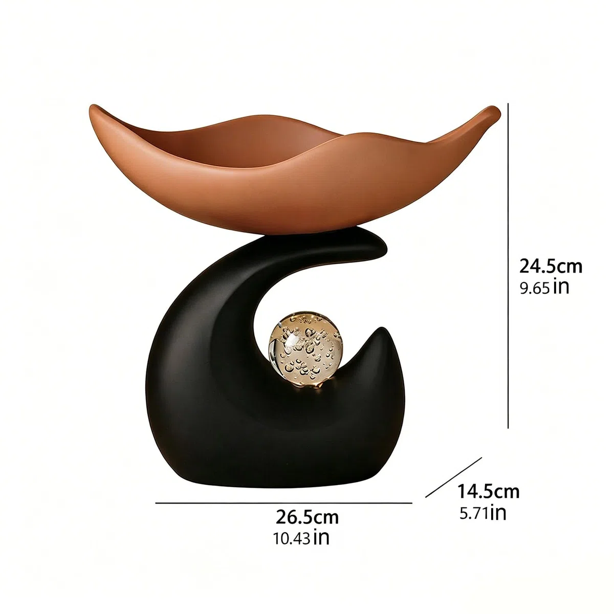 Estante para llaves con bola de cristal para llaves, joyas y objetos pequeños, moderno cuenco decorativo de resina para la entrada, mesa y espacio vital con cristal