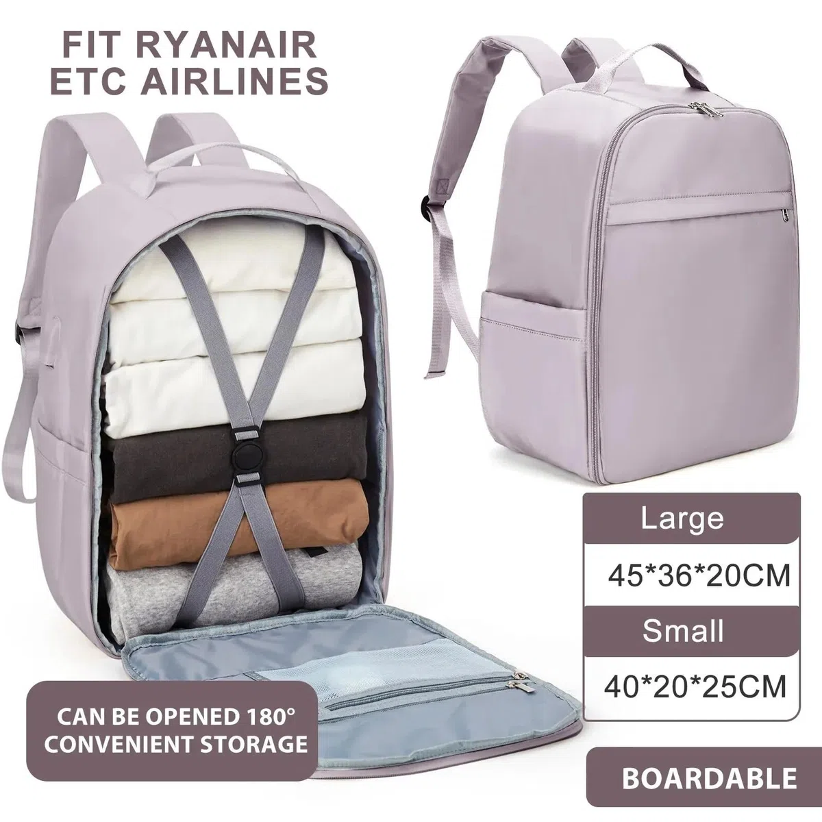 Bolsa De Cabina Mochila for Equipaje de Mano, Bolsa de Cabina de 40x20x25cm, 45x36x20cm, Mochila de Viaje Ligera for Equipaje de Mano para Viajar(Pink,Small)