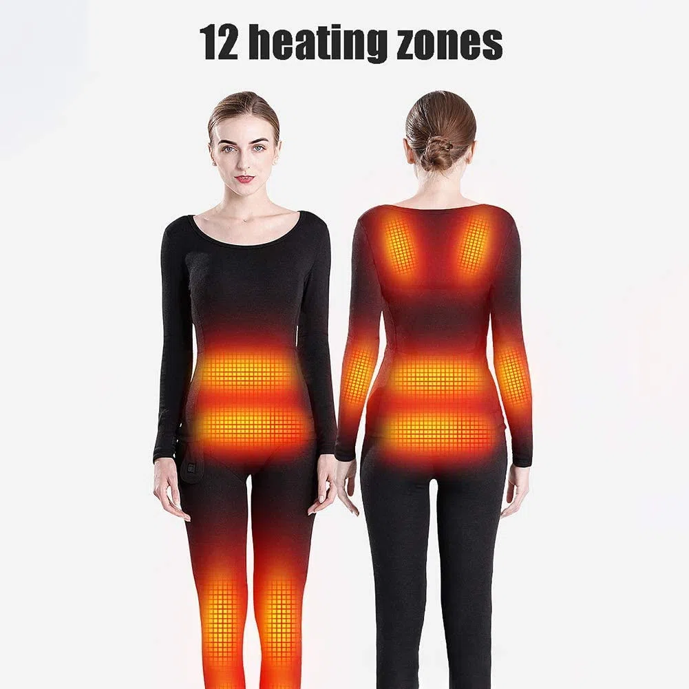 Ropa Interior Térmica con Calefacción Eléctrica USB con 12 Zonas De Calefacción 28 Imán Ropa Interior Térmica De Energía Móvil para Esquiar Y Acampar En Invierno,Top Negro Masculino,XXL
