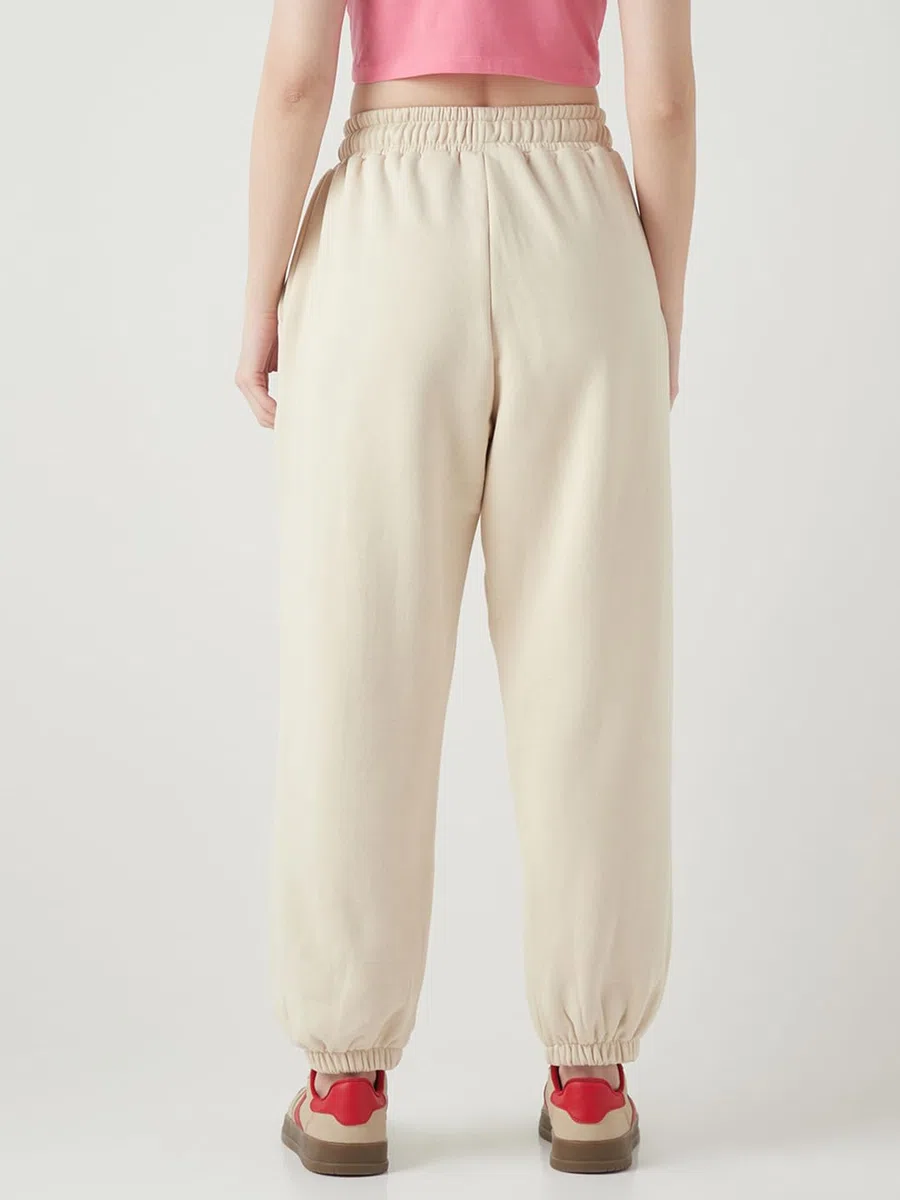 Bewakoof Pantalones deportivos de polialgodón para mujer, de tiro medio, muy holgados, cintura elástica ligera y flexible con cordón, pantalones deportivos casuales relajados, bolsillos laterales
