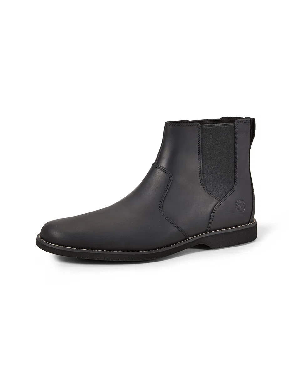 Timberland Woodhull - Botas Chelsea de piel para hombre, color negro de grano completo