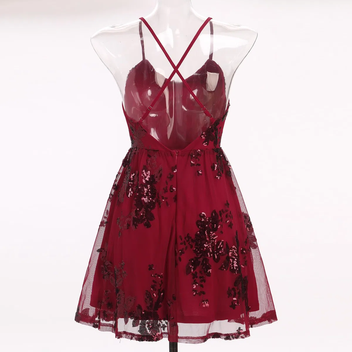 ODIZLI Vestido corto para mujer, con tirantes delgados, lentejuelas brillantes, acampanado, para fiesta, discoteca, baile, largo por encima de la rodilla