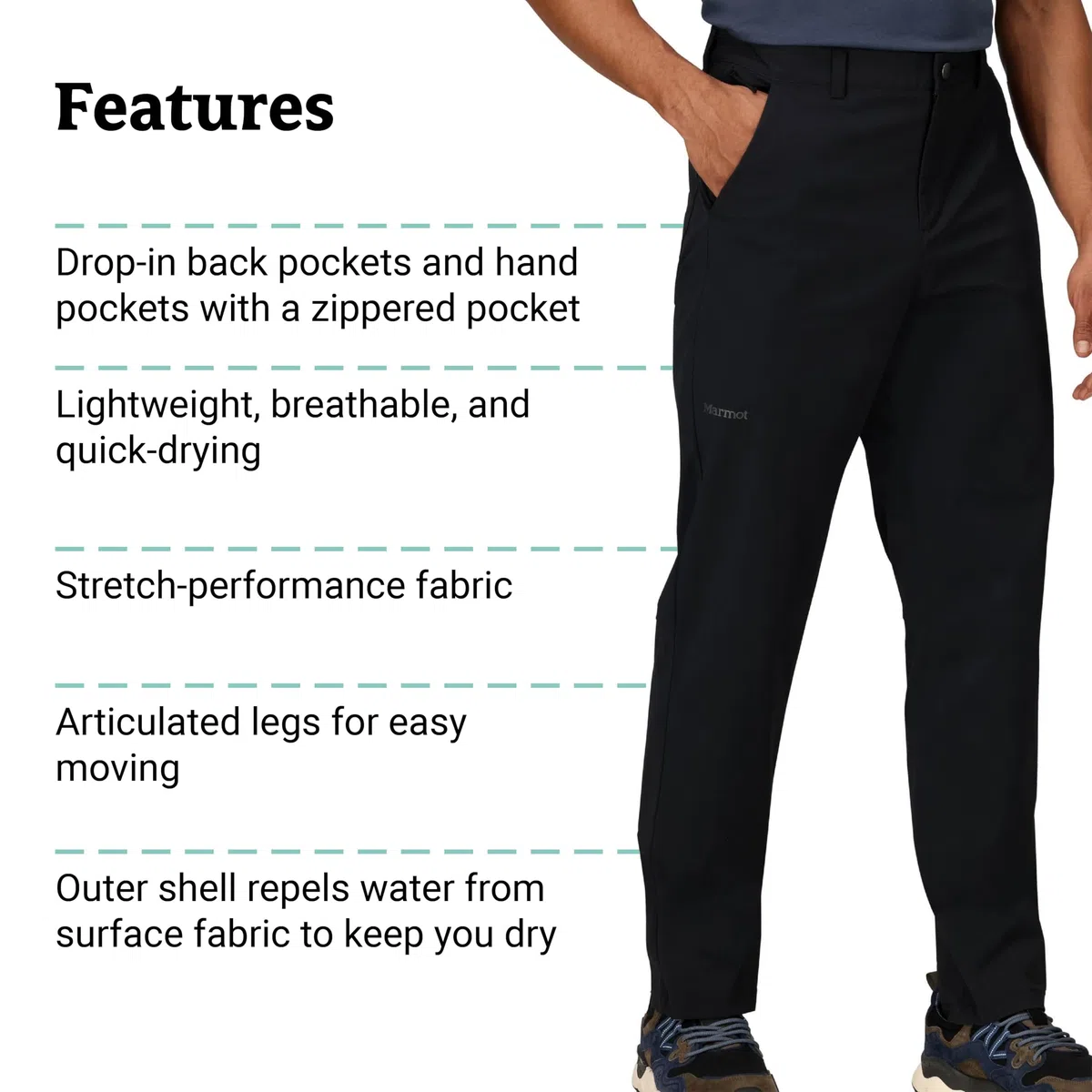 Marmot Arch Rock Pant - Pantalón de Trekking Repelente al Agua, pantalón Funcional Softshell Transpirable, pantalón de Senderismo a Prueba de Viento Hombre