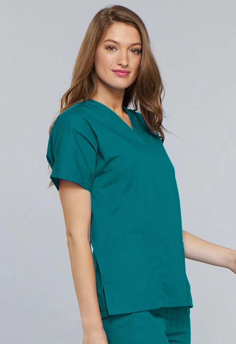 Cherokee - Conjunto de uniformes médicos para mujer, ajuste tradicional, manga dolman, parte superior con cuello en V (4700) y pantalón de pierna acampanada con cordón ajustable de talle natural (4101
