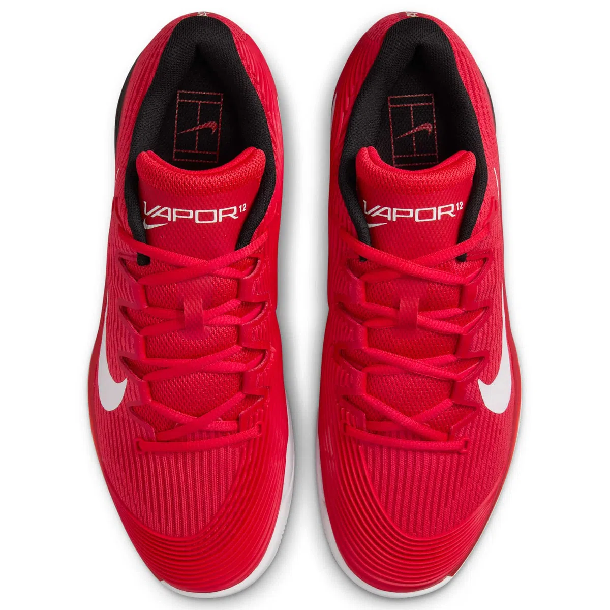 Nike Vapor 12 - Tenis de pista dura para hombre (FV5552-600, rojo universitario/negro/rojo gimnasio/blanco)