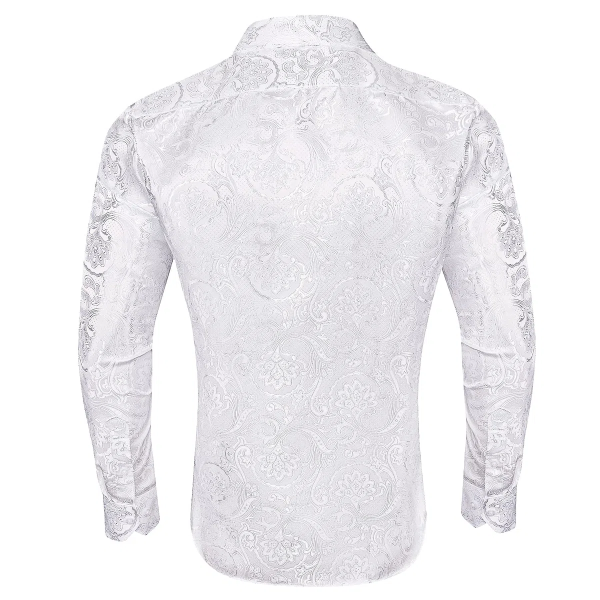 Barry.Wang Mens Dress Shirts Silk Luxury Paisley Big and Tall Long Sleeve Shirt Business Wedding Party Red Black S-3XL