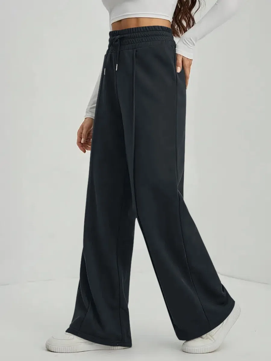 Leriya Fashion Pantalones acampanados de cintura alta estilo coreano para mujer, elegantes pantalones para eventos universitarios (talla grande)