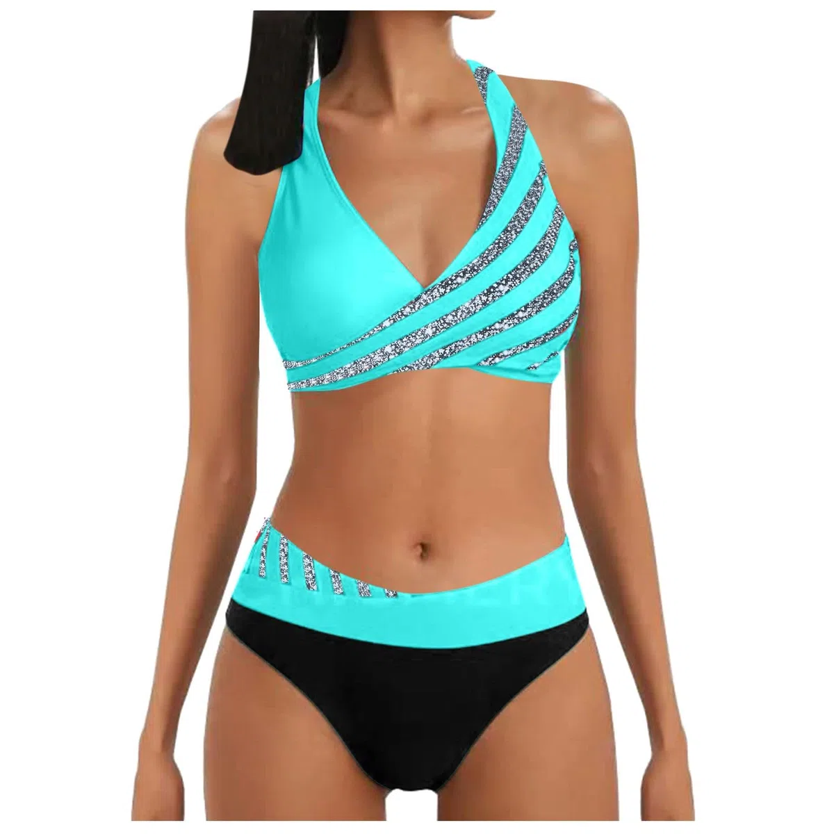 Conjunto de bikini estampado para mujer, color rojo vino, talla M
