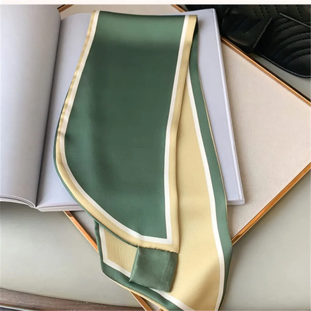 Bufanda de Mujer Bufanda Cuadrada Estampado de Corbata de Pelo Pañuelo de Seda Satinada Pañuelo de Cabeza para Mujer Bufanda de Seda de Tira Larga pequeña (C 15 * 70CM)
