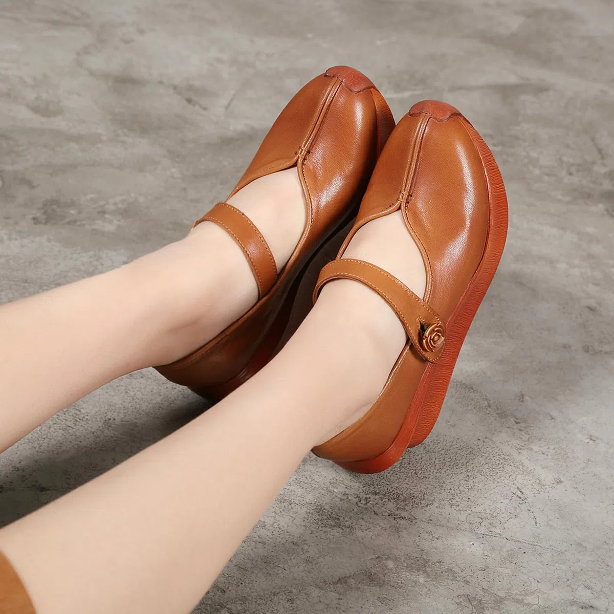 Zapatos Mary Jane Cuero Mujer Casual cuña | viajes de vacaciones, paseos campestres, ocasiones de compras, conjuntos diarios, forma de punta clásica