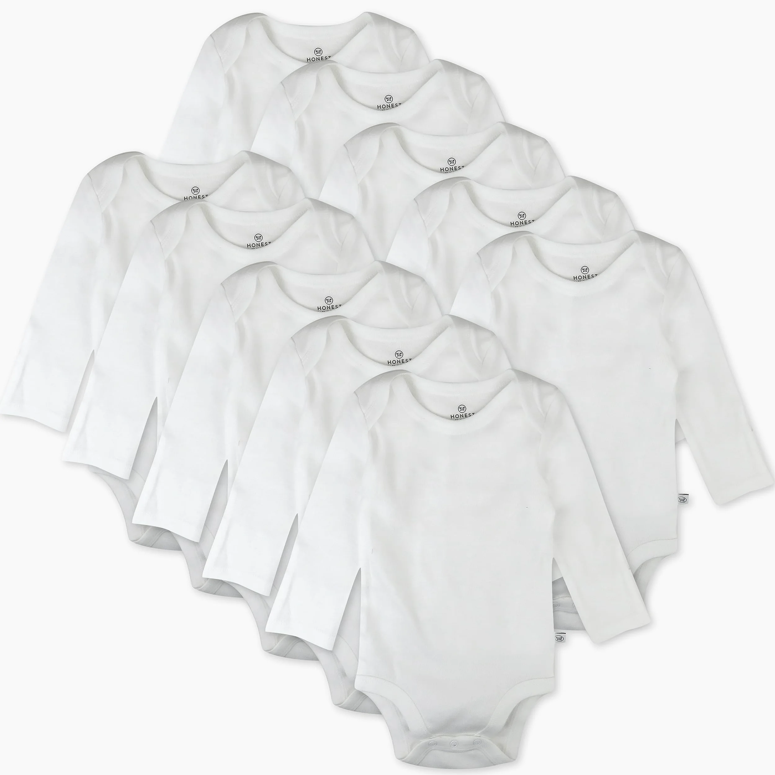 HonestBaby Paquete de 10 mamelucos unisex de algodón orgánico de manga larga