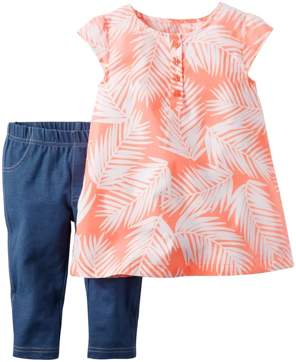 Juego Carter's 239g150 de 2 piezas de ropa de bebé, para niñas - Naranja - 12 meses