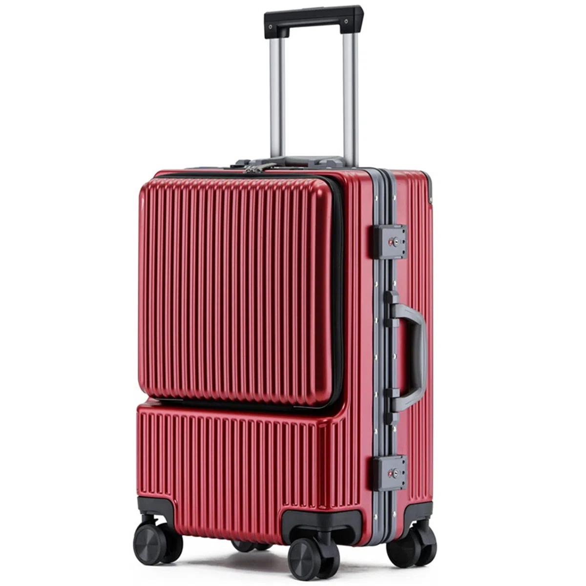 Estuche Rígido Equipaje Delantero Abierto Maleta de Embarque de Negocios Estuche de Carretilla de Carga Equipaje con Ruedas Sipnner Ruedas Hombres Cabina Caja de Mano (Color : Red,